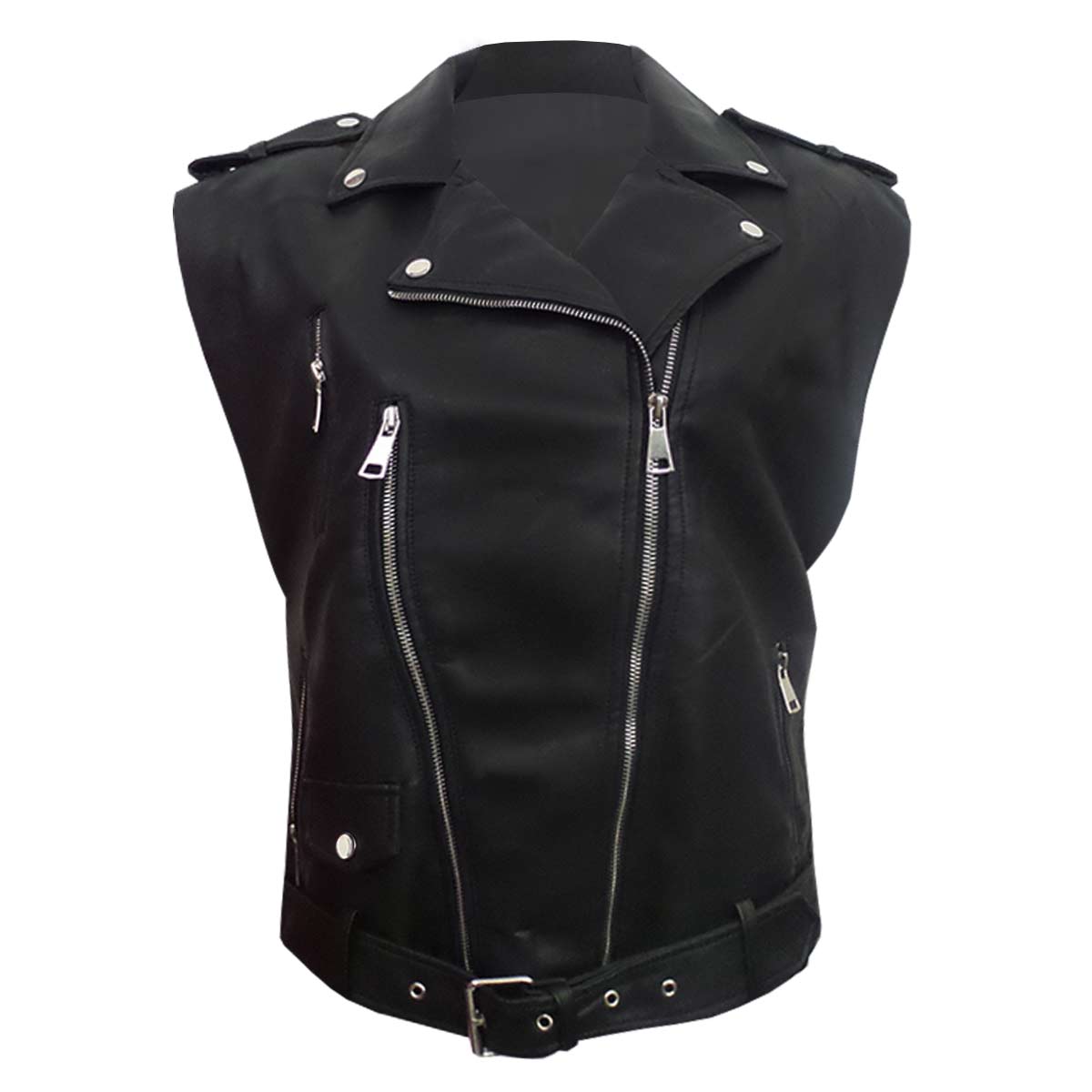 LEATHER GILET BLACK
